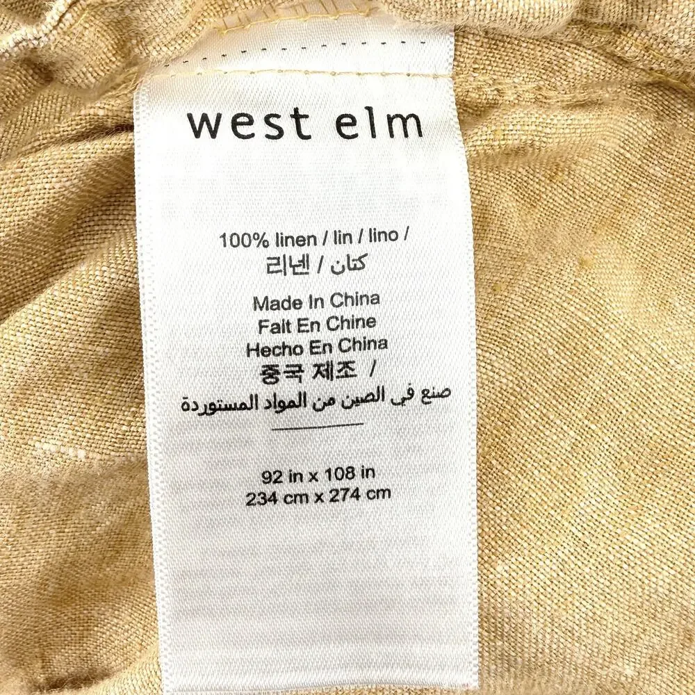 West Elm 100% Linen Duvet Cover 92x108 King Size Bedding Flax Golden Wheat